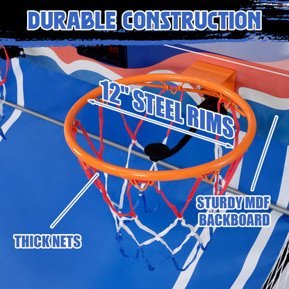 Dual Shot Basketball Arcade Game, Segmart 81"x44" Foldable Indoor Electronic Arcade Basketball Game with 6 Balls, 8 Modes, LED Scoreboard, Air Pump, Battery Powered for Adults, Blue