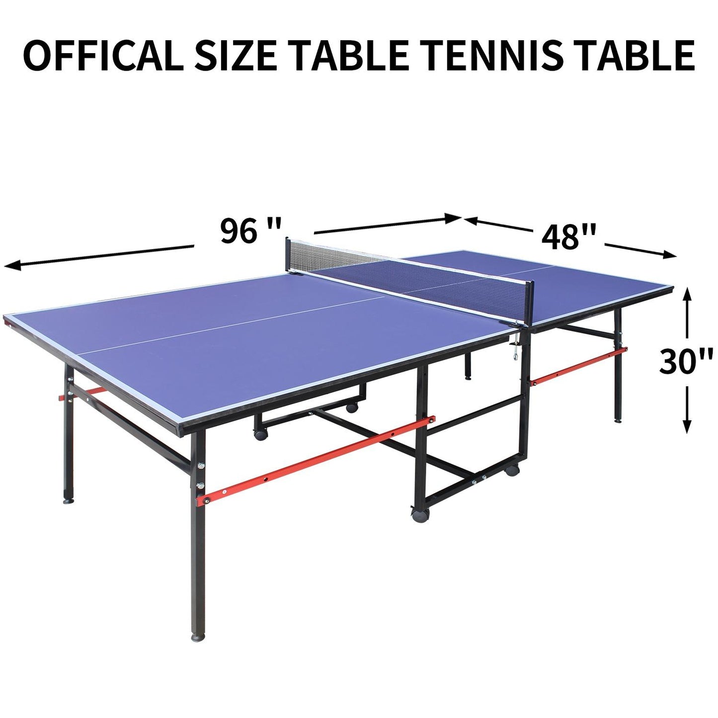 8ft Midsize Outdoor Ping Pong Table Set, SEGMART Foldable Tennis Table with Net, 2 Ping Pong Paddles, 3 Balls for Adults and Kids, Portable Table for Indoor Outdoor Game, Blue