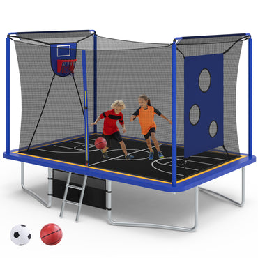 Segmart Rectangle Trampoline with Enclosure Net & Basketball Hoop, 1600LBS for Kids & Adults