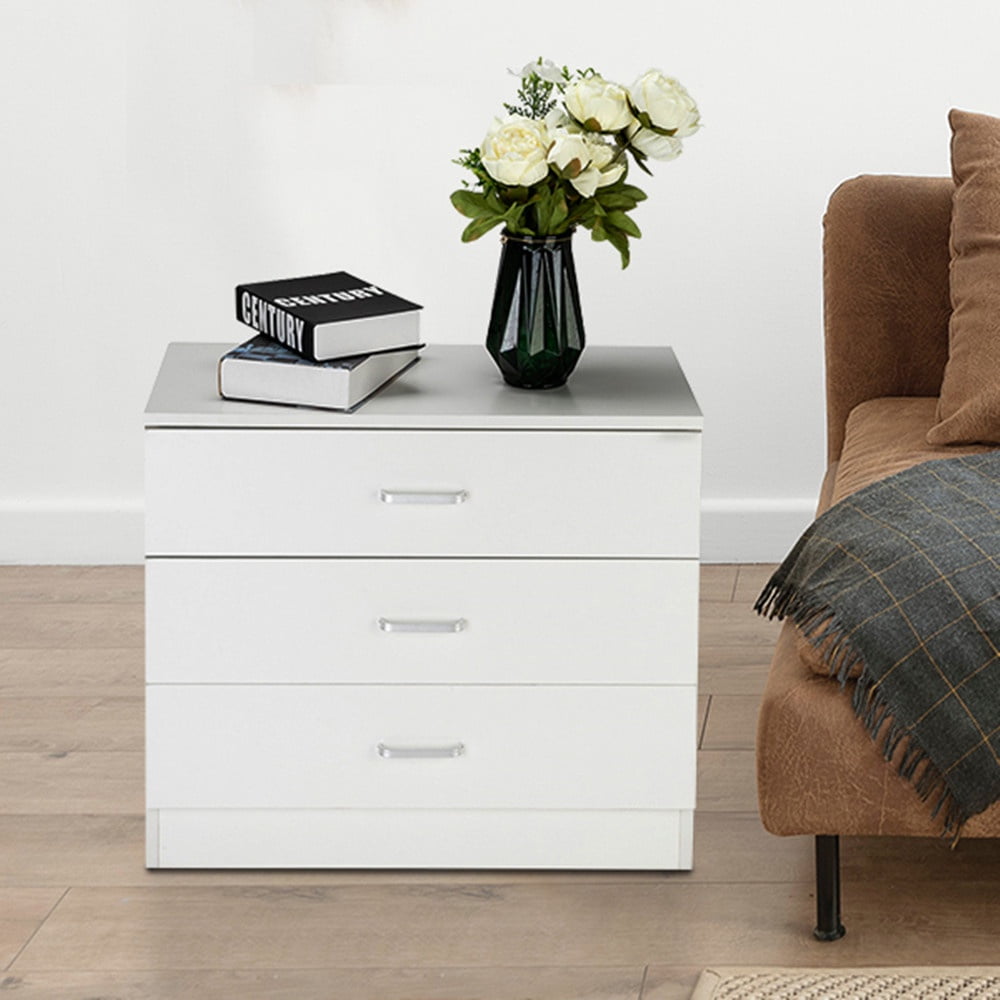3-Drawer Drawers for Bedroom, SEGMART 26'' x 13'' x 22'' Classic Simple Bedroom Furniture Chest Cabinet with Metal Handles, Durable MDF Wood 3-Drawer Dresser for Closet to Storing Clothes, S7934