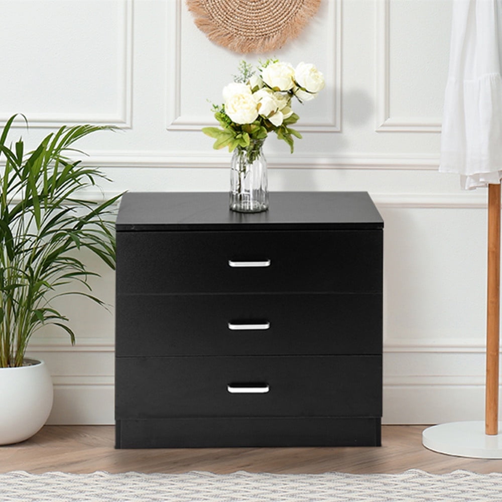 Modern 3-Drawer Chest, White Dresser for Bedroom & Closet, 26" Wide Storage Cabinet with Sleek Metal Handles, Space-Saving Organizer