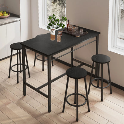 Counter Height Table Set of 5, Breakfast Bar Table and Stool Set, Minimalist Dining Table with Backless Stools, Wood Top Pub Table & Chair Set for Kitchen Apartment Bistro - Space Saving