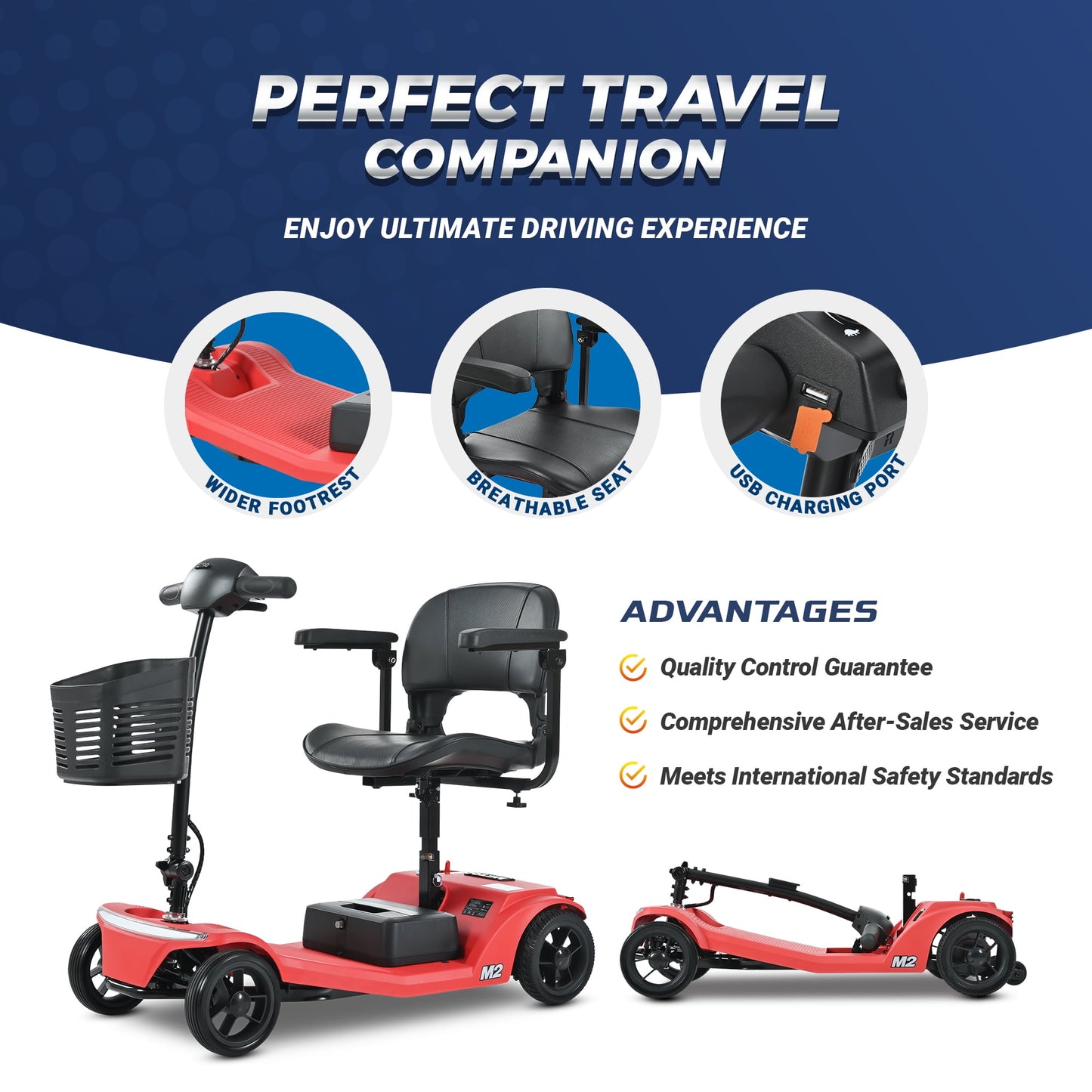 Segmart 4 Wheel Mobility Scooter for Seniors,Portable Electric Scooters Motorized with LED Light,Power Scooter for Best Gift