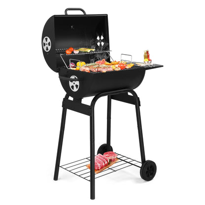 Segmart BBQ Charcoal Grill, 45.28-inch Length Portable Barbecue Grill, Offset Smoker Barbecue Oven with Wheels & Thermometer for Outdoor Picnic Camping Patio Backyard