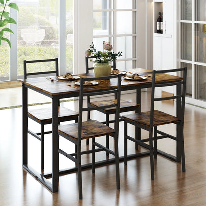 5 Piece Kitchen Dining Table and Chair Set, Dining Room Table Set with Table and 4 Chairs, Rectangle Dining Table Set for 4, Dinette Set for Kitchen Dining Room Small Space