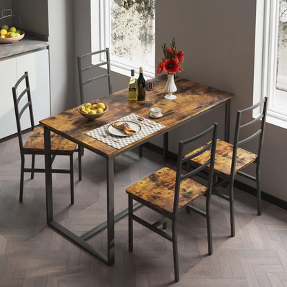 5 Piece Kitchen Dining Table and Chair Set, Dining Room Table Set with Table and 4 Chairs, Rectangle Dining Table Set for 4, Dinette Set for Kitchen Dining Room Small Space