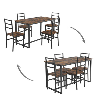 5 Piece Kitchen Dining Table and Chair Set, Dining Room Table Set with Table and 4 Chairs, Rectangle Dining Table Set for 4, Dinette Set for Kitchen Dining Room Small Space