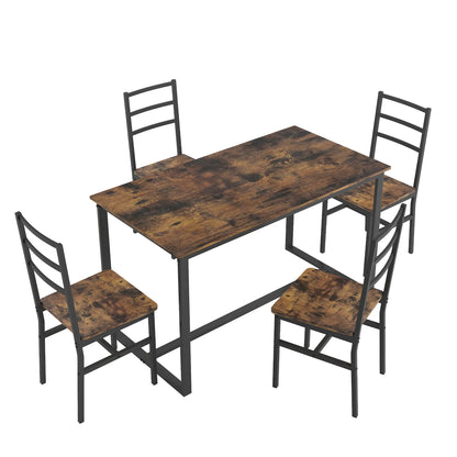 5 Piece Kitchen Dining Table and Chair Set, Dining Room Table Set with Table and 4 Chairs, Rectangle Dining Table Set for 4, Dinette Set for Kitchen Dining Room Small Space