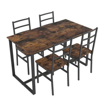 5 Piece Kitchen Dining Table and Chair Set, Dining Room Table Set with Table and 4 Chairs, Rectangle Dining Table Set for 4, Dinette Set for Kitchen Dining Room Small Space