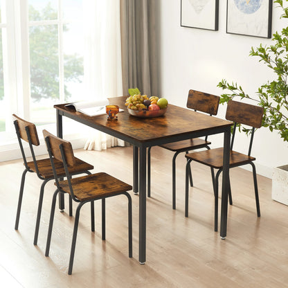 5 Piece Kitchen Dining Table and Chair Set, Dining Room Table Set with Table and 4 Chairs, Rectangle Dining Table Set for 4, Dinette Set for Kitchen Dining Room Small Space