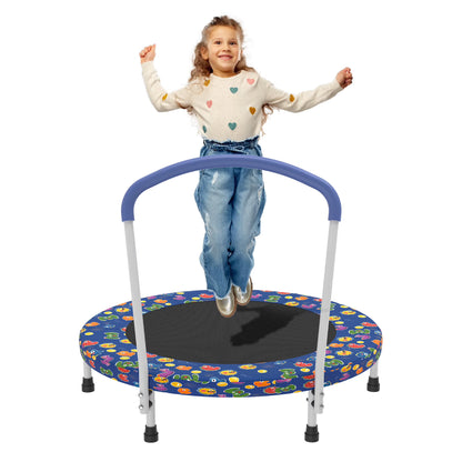 28" Mini Trampoline for Kids with Handle, Toddler Trampoline, Exercise Rebounder with Foam Handle, Indoor Trampoline, Kids Mini Trampoline, Small Rebounder Trampoline for Indoor and Outdoor Use