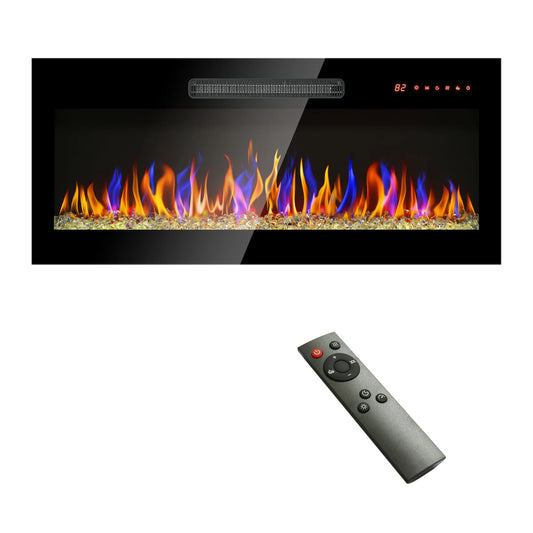 36-inc Smart Electric Fireplace, Recessed and Wall Mounted Fireplace Heater with 16 Realistic Ember Color/Flame Options-1400W Heater Control by Touch Panel & Remote, Adjustable Flame Color and Speed