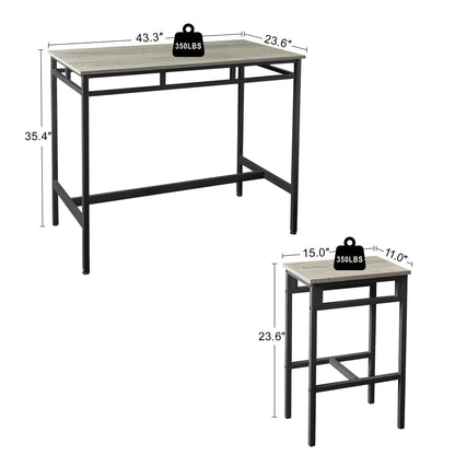 Counter Height Table Set of 5, Breakfast Bar Table and Stool Set, Minimalist Dining Table with Backless Stools, Wood Top Pub Table & Chair Set for Kitchen Apartment Bistro - Space Saving