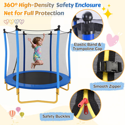 5.5FT Kids Trampoline with Basketball Hoop, SEGMART Upgraded Indoor Toddler Trampoline with Enclosure for Kids, Outdoor Round Small Trampoline with Basketball, Gift for Boys Girls