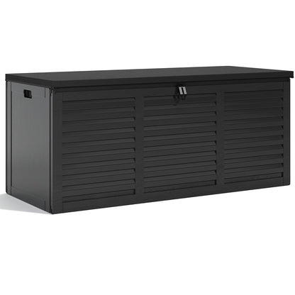 130 Gallon Resin Deck Box, Outdoor Lockable Storage Container for Patio Cushions, Garden Tools, Pool Supplies, Toys, Waterproof and UV Resistant, Gray