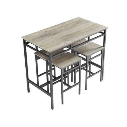 Counter Height Table Set of 5, Breakfast Bar Table and Stool Set, Minimalist Dining Table with Backless Stools, Wood Top Pub Table & Chair Set for Kitchen Apartment Bistro - Space Saving