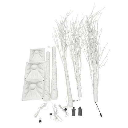 Segmart 3 Packs Lighted Birch Trees for Easter Decor, 4FT+5FT+6FT Prelit Artificial Tree with Warm LED Lighted, Indoor and Outdoor Light Up Home Easter Decorations with Timer
