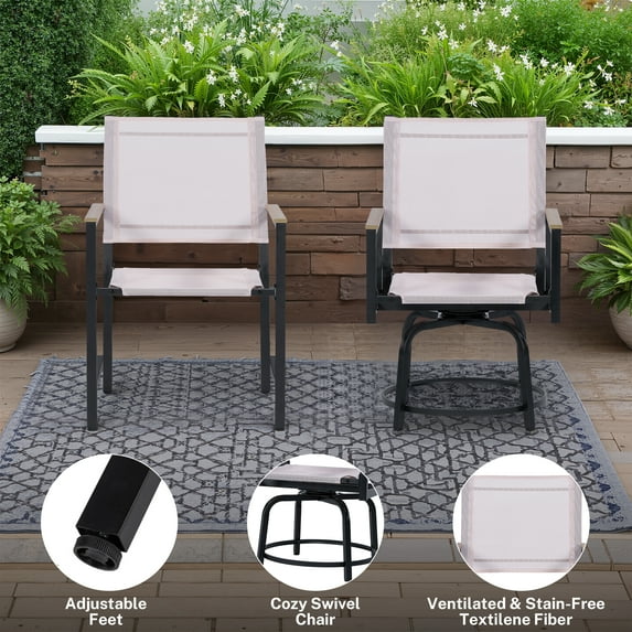 Segmart Outdoor Furniture Dining Set,Patio Dining Table Set for 6 Person, Patio Table and Chairs Set with Textilene Armchairs, Conversation Furniture Set for Backyard, Poolside, Pink