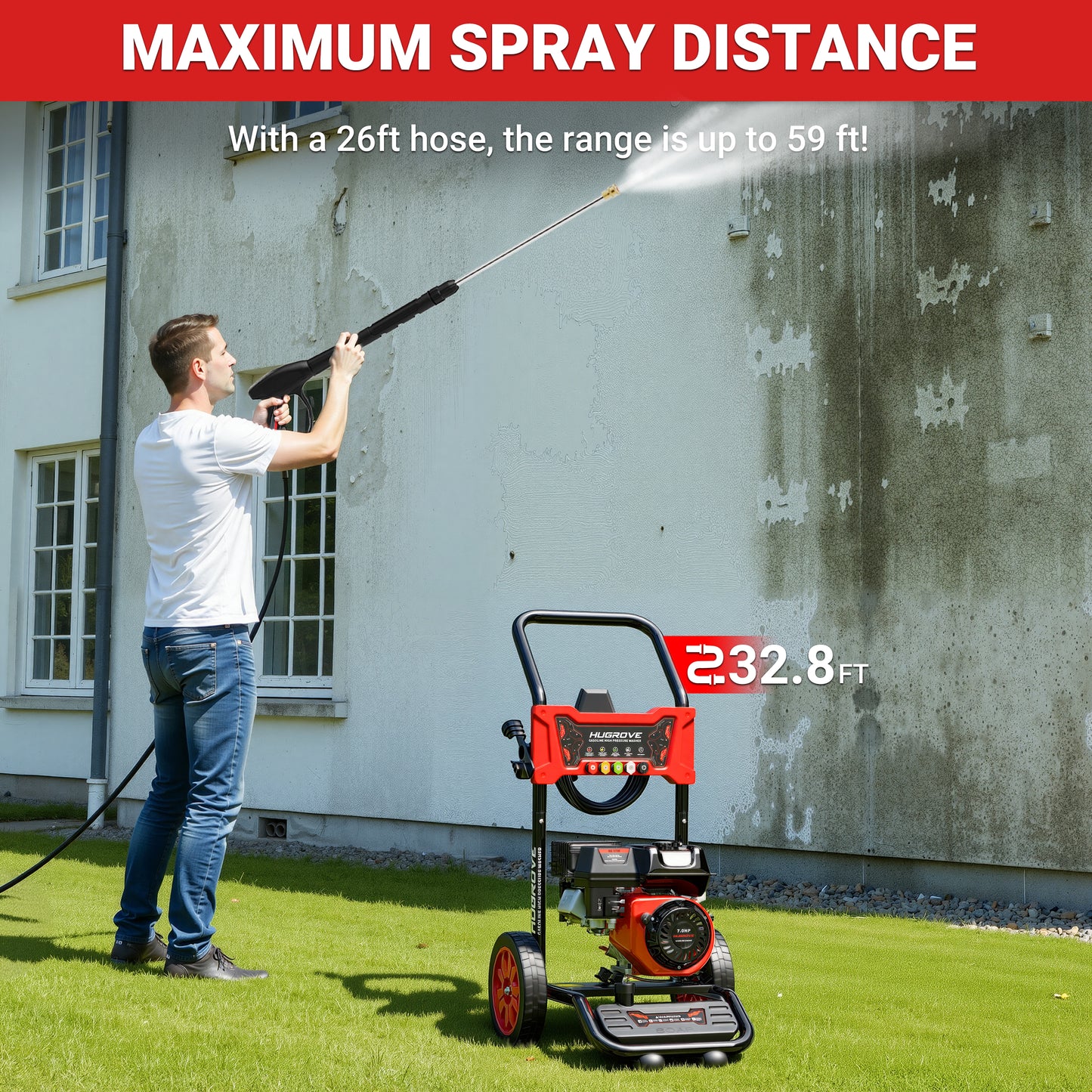 3600PSI Pressure Washer Gas Powered, 210CC Power Washer with 2.6GPM Pump, Portable Water Pressure Washer W/5 Nozzles, Built-in Foam Cannon