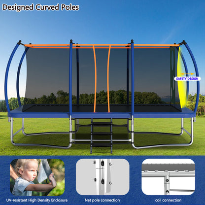 10x16ft Rectangle Trampoline, Segmart 1600LBS Weight Capacity Trampoline for Adult Kids, Outdoor Rectangle Trampolines for Backyard, Large Gymnastics Trampolines with Enclosure Net & Football Target