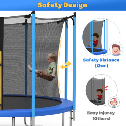 Segmart 10FT Kids Trampoline with Safety Enclosure Net, Ladder & Basketball Hoop