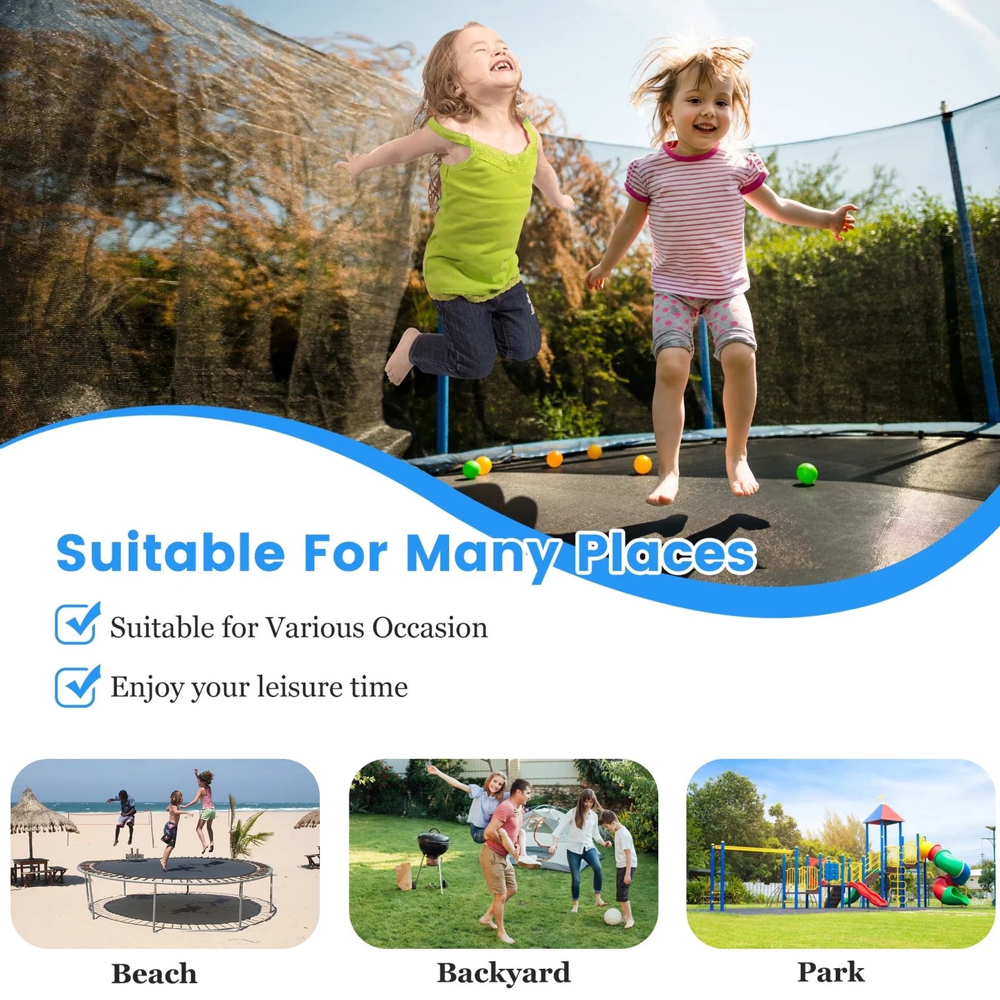 Outdoor Trampolines for Kids and Adults, Segmart 10ft Trampoline with Basketball Hoop and Enclosure Net, 600LBS Weight Capacity Trampolines for Backyard Patio Garden, Blue