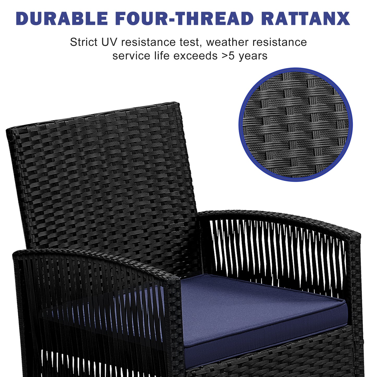 Patio Furniture Set on Sale, 4 Pieces Outdoor Rattan Conversation Sofa Set, All-Weather Wicker Patio Sets, Cushioned Sofa and Coffee Table for Garden Deck Courtyard, Nevy