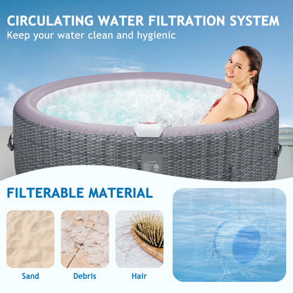 SEGMART 4-6 Person Inflatable Hot Tub Spa with 130 Jets, 82" Outdoor Spa Blow Up Hottub, Outdoor Portable Hottub with Insulated Cover, Floor Protector