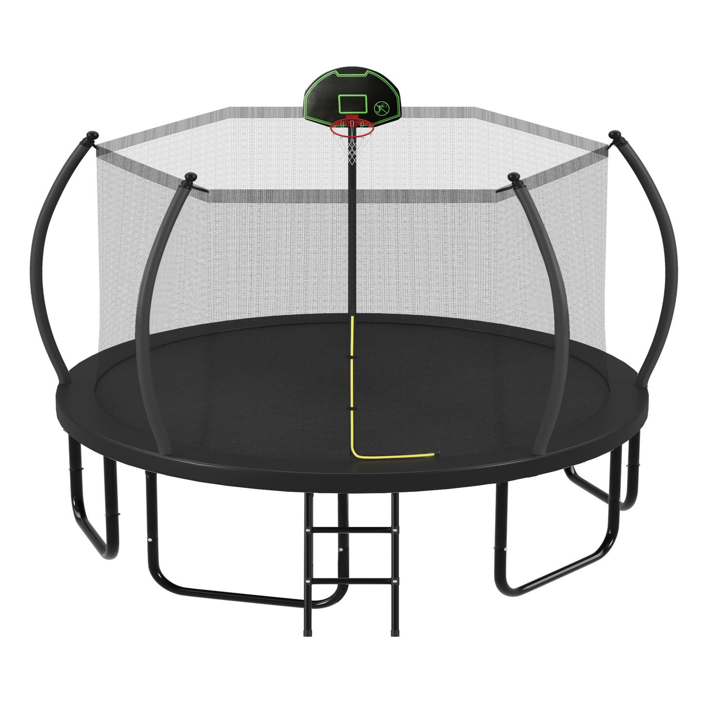 12FT 14FT 16FT Trampoline for Kids Adults with Basketball Hoop, Enclosure Net, 1500LBS Heavy Duty Outdoor Trampoline with Ladder, Recreational Round Trampoline, Pumpkin Outdoor Backyard Trampoline
