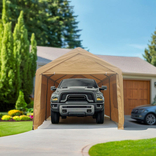 10x20ft Canopy Tent with Removable Sidewalls, Doors, Heavy Duty Car Port with Roll-up Windows, Outdoor Car Canopy with Steel Frame, Reinforced Carport Canopy, Portable Garage for Car, Truck, Boat