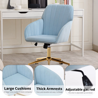 Office Chair with Memory Foam,Adjustable Swivel Desk Chair, Velvet Upholstered, Supportive Backrest for Home Office & Bedroom