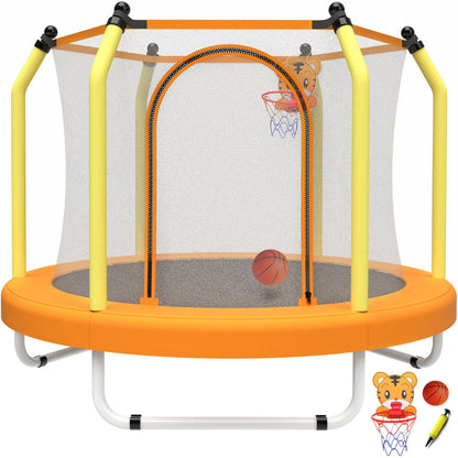 55'' Toddler Trampoline for Kids, SEGMART Kids Trampoline with Enclosure Net and Balls, Indoor Outdoor Mini Small Trampoline Birthday Gifts for Boy and Girls Age 3 Months and up