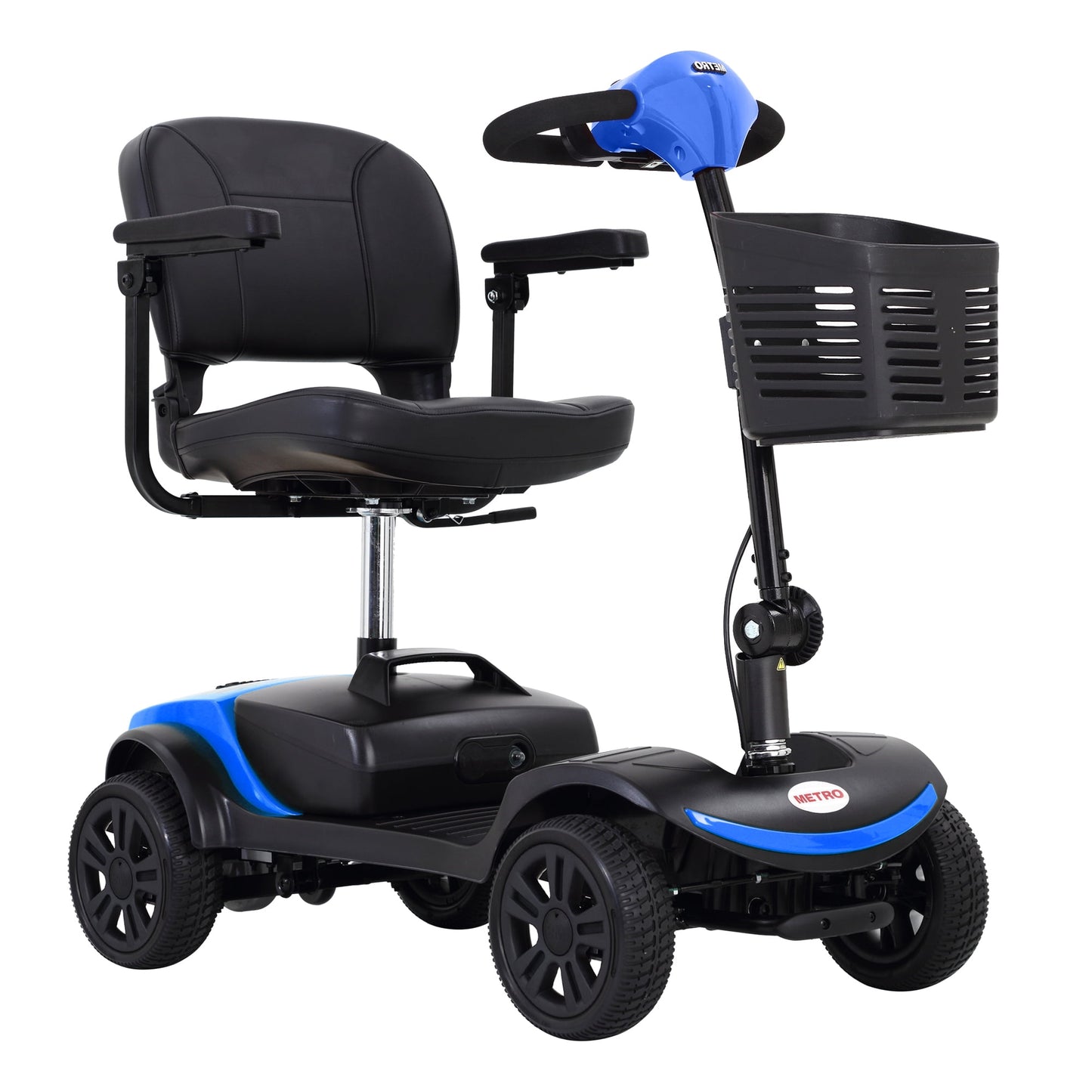 4 Wheel Mobility Scooter, 43.7'' Compact Motorized Scooter w/Detachable Basket, Heavy Duty Outdoor Compact Scooter for Seniors, Adults, Easy Assembly, 265lbs, Blue, SS551