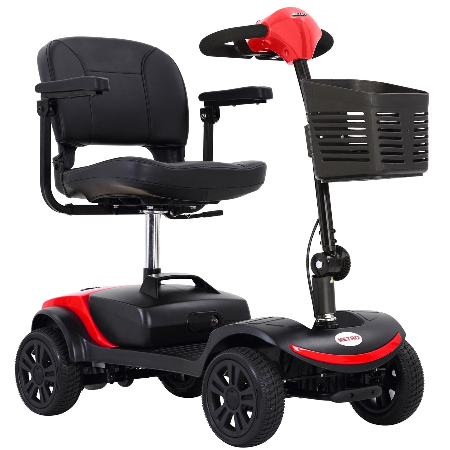 4-Wheel Mobility Scooter, Heavy Duty Compact Motorized Scooter w/ Detachable Basket for Adults, Outdoor Compact Scooter for Seniors, Adults, Max Speed 5Mph, 265lbs, Red, SS557