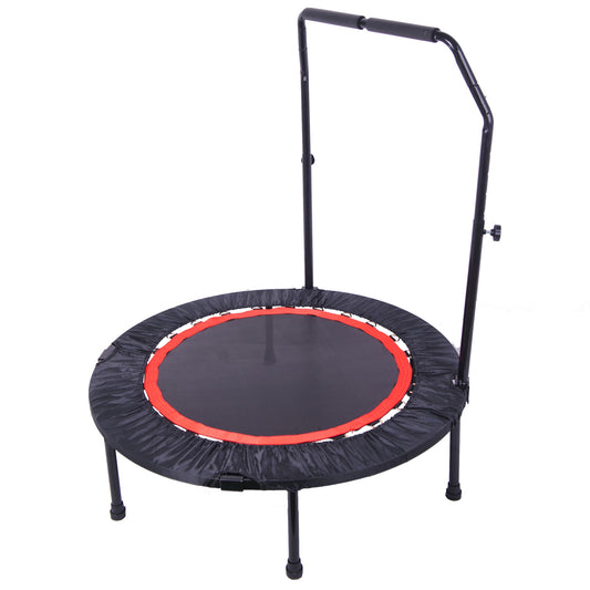 40" Foldable Mini Trampoline, SEGMART Folding Mini Fitness Indoor Exercise Workout Rebounder Trampoline with Adjustable Foam Handle, Exercise Trampoline for Kids Adults Indoor, Garden Workout