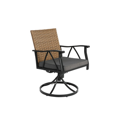 7 Piece Patio Dining Set, Outdoor Table and Chairs Set for 6, Outdoor Sectional Dining Table Set with 4 Armchairs, 2 Swivel Chairs and Table, PE Rattan Furniture Set for Patio Backyard Poolside