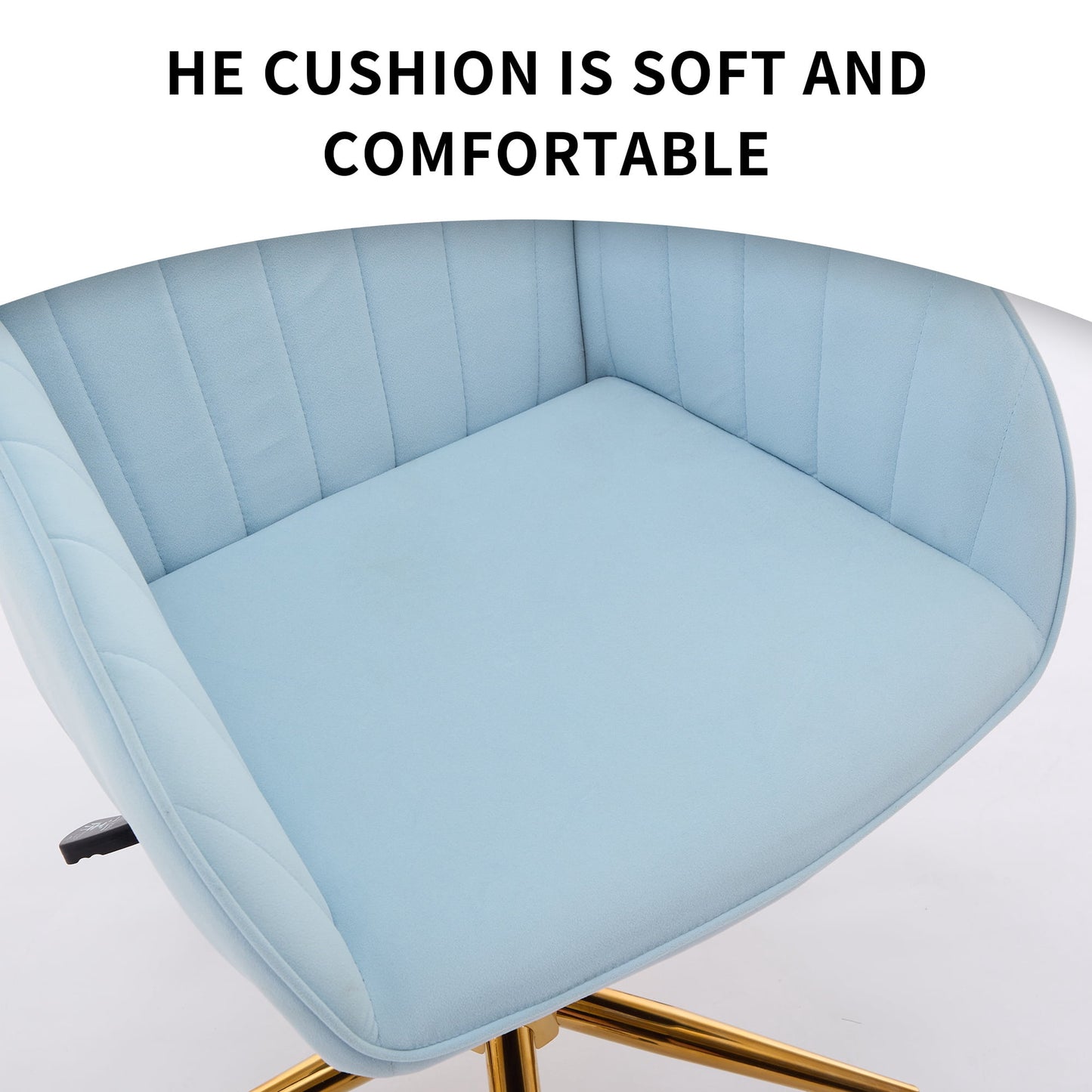 Office Chair with Memory Foam,Adjustable Swivel Desk Chair, Velvet Upholstered, Supportive Backrest for Home Office & Bedroom