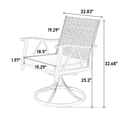 7 Piece Patio Dining Set, Outdoor Table and Chairs Set for 6, Outdoor Sectional Dining Table Set with 4 Armchairs, 2 Swivel Chairs and Table, PE Rattan Furniture Set for Patio Backyard Poolside