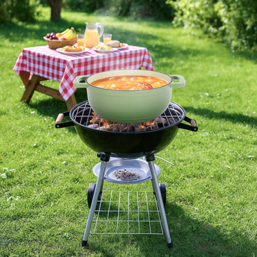 SEGMART Cast iron 5QT cooking pot ,Multifunctional Enamel pot, Includes two silicone gloves,Gradient green