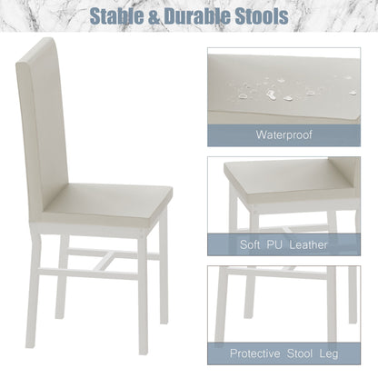 Kitchen Table and 4 Chairs Set, Metal Kitchen Table Sets Faux Marble Rectangular Breakfast Table w/Metal Legs & White Finish Frame, Dining Table Sets for an Apartment Breakfast, S12528