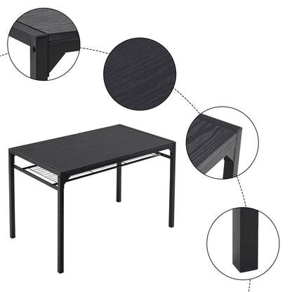 Dining Table Set, 4 Piece Dining Room Table Set for Small Spaces, Kitchen Table with 2 PU Leather Upholstered Chairs and a Long Bench, Space-Saving Table Set for Kitchen, Dining Room, Restaurant