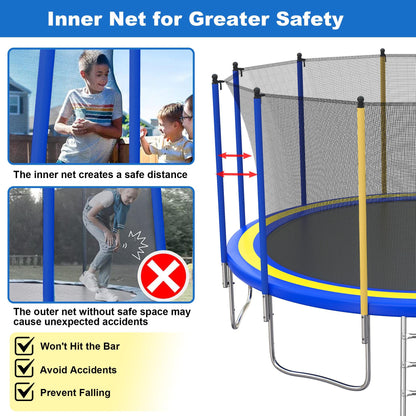16ft Trampoline with Enclosure Net for Kids and Adults, Large Outdoor Trampoline with Basketball Hoop, Segmart Recreational Trampoline with Ladder, Heavy Duty Backyard Trampoline for Garden Patio