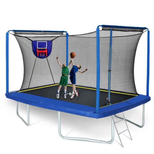 Large Rectangle Trampoline for Kids and Adults, 1600LBS Weight Capacity Recreational Trampoline with Enclosure Net, Basketball Hoop, Segmart Galvanized Heavy Duty Outdoor Trampolines for Patio Garden