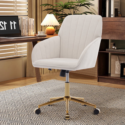 Office Chair with Memory Foam,Adjustable Swivel Desk Chair, Velvet Upholstered, Supportive Backrest for Home Office & Bedroom