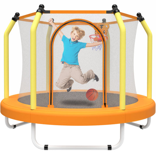 55'' Toddler Trampoline for Kids, SEGMART Kids Trampoline with Enclosure Net and Balls, Indoor Outdoor Mini Small Trampoline Birthday Gifts for Boy and Girls Age 3 Months and up, Green