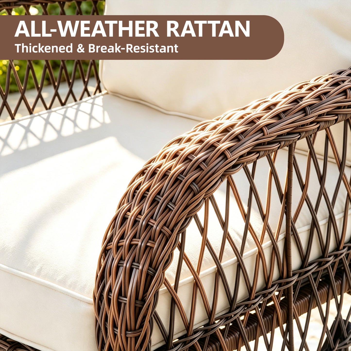 Patio Table and Chairs Set, Segmart 3pcs Rattan Patio Conversation Set with Swivel Rocking Chairs, Coffee Table, Porch Deck Balcony Furniture for Outdoor, with Beige Cushions