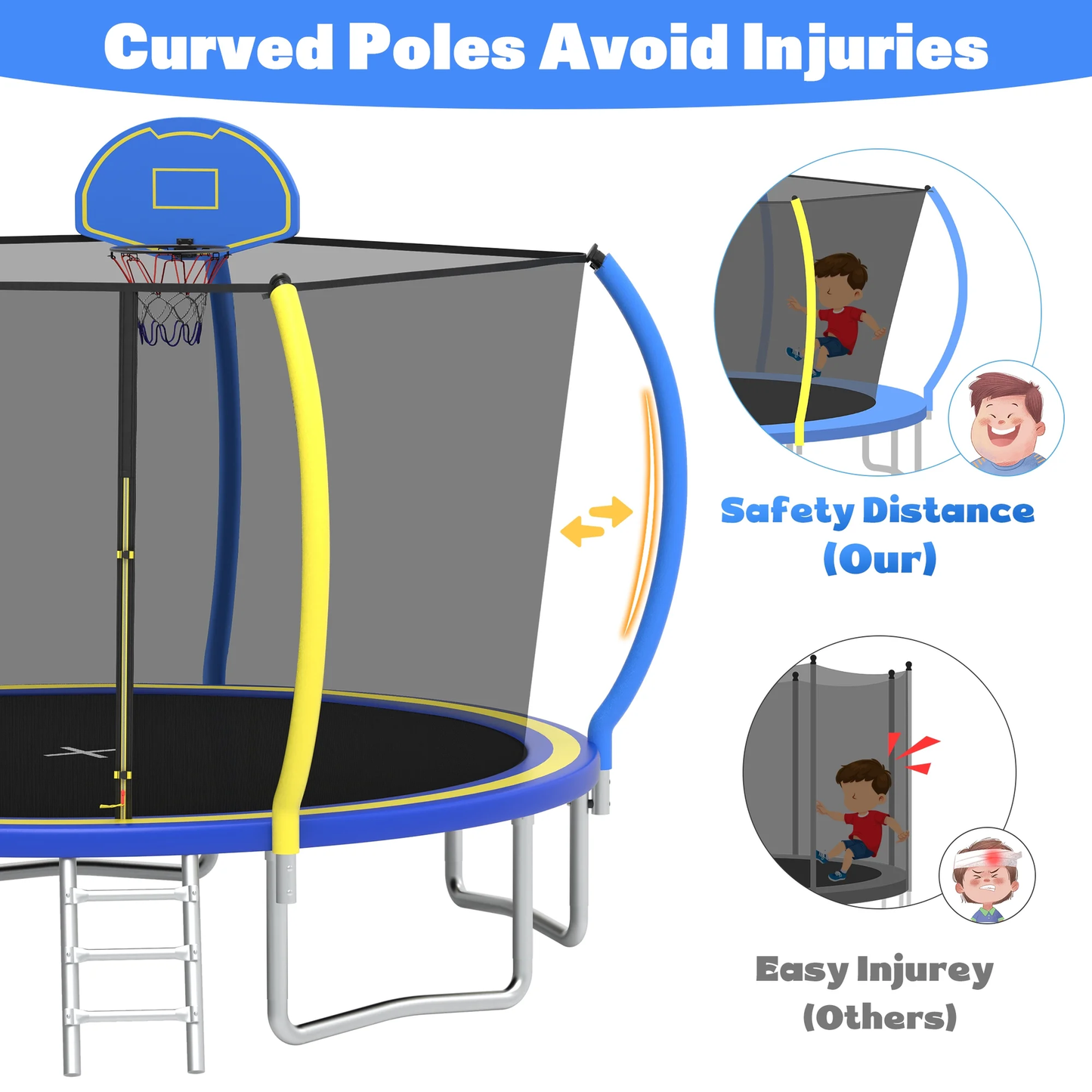 Segmart 12FT Trampoline with Enclosure Net & Basketball Hoop, Heavy Duty