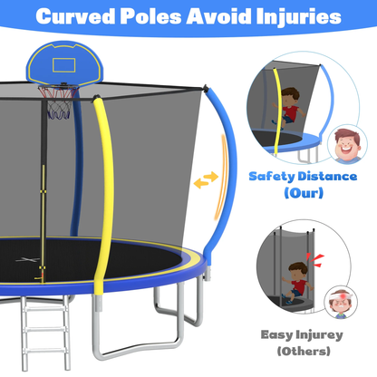 Segmart 12FT Trampoline with Enclosure Net & Basketball Hoop, Heavy Duty
