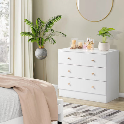 4 Drawer Dresser for Bedroom, SEGMART 4 Drawer Wood Farmhouse Dresser, Modern Dresser Chest with Handles, Wood Chest of Drawers for Bedroom, Hallway, Living Room, White