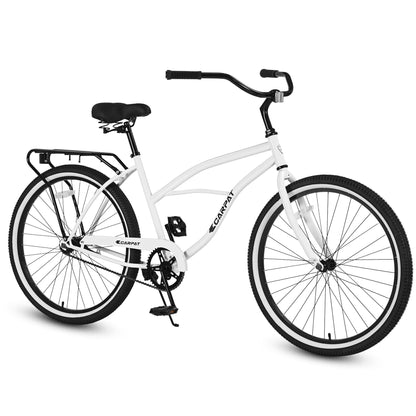 26'' Bike with Single Speed, SEGMART Lightweight Bicycle with Adjustable Beach Seat, Upgrade Beach Cruiser Bike with Rear Cargo Rack for Men Women Adult, Green